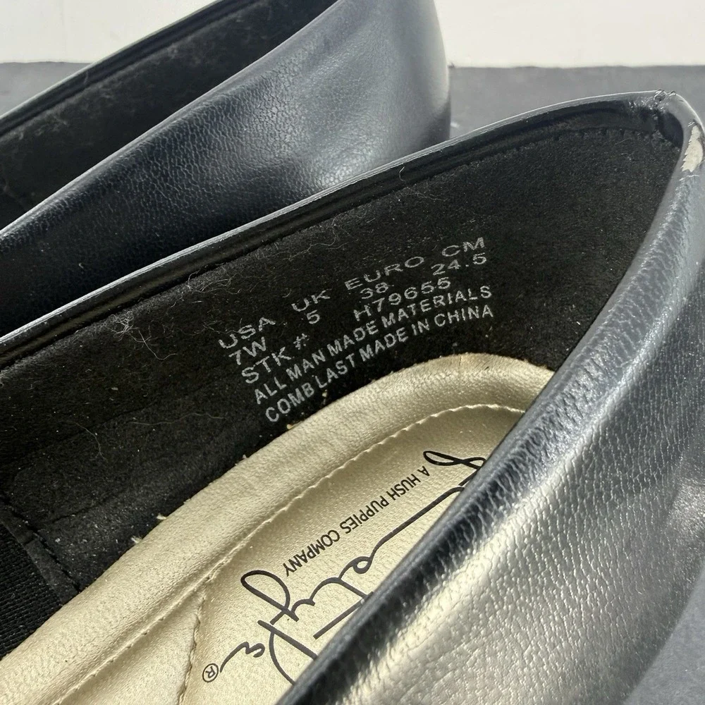 Soft Style By Hush Puppies Angel II Black Dress Pumps Size 7 Low Heel